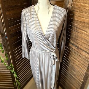 Lane Bryant Shimmering Silver Long Sleeve Dress